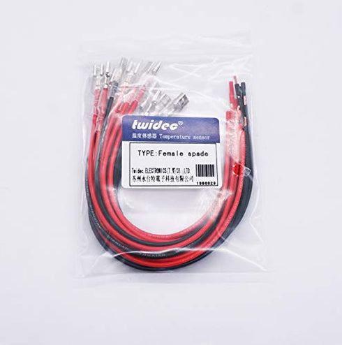 Twidec 20Pcs Female Spade Crimp Terminal, 2.8mm and 4.8mm with Insulating Sleeve and Wire Red + Black Assortment Kit