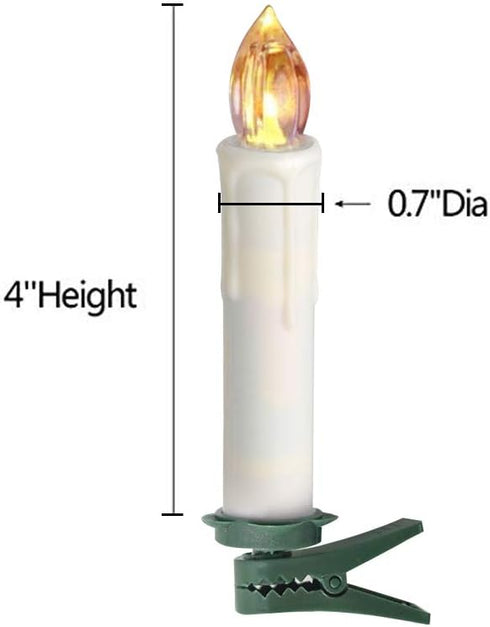 LEEHON 4 Inches ,Set 10 Houdlee LED Flameless Taper Candles with Remote Control and Removable Clips ,Flickering