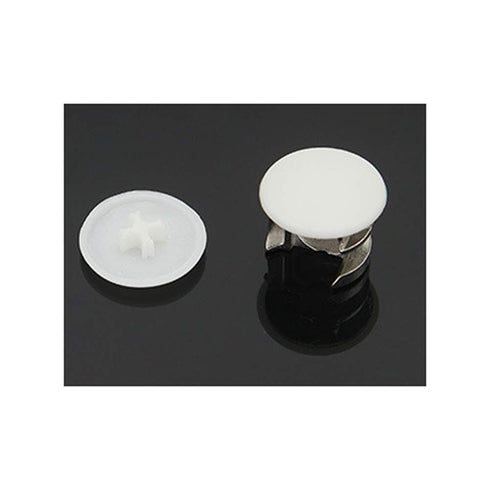 100 Pieces Plastic Round Cam Lock Fastener Cap Cabinet Furniture Connecting Cam Fitting Cap Cam Dowel Cap Cam Lock Nuts Cap Cam Lock Screw Cap Decorative Cross Head Caps, Outer Diameter 16.5mm, White