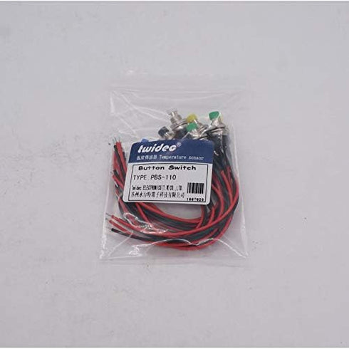 Twidec 12PCS Momentary Push Button Switch, 2 Pins ON/Off SPST with Pre-soldered Wires, 6 Colors