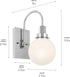 11.5 Inch 1 11.5x9x5.75 Kichler Hex Light Wall Sconce with Opal Glass in Chrome