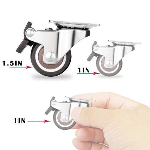 1.5 Inch Caster Wheels for Small Furniture, Heavy Duty Casters Set of 4 with Brakes