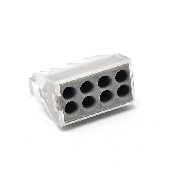 50pcs 8 Port Push-in Electrical Wire Connector, Compact Terminal for 18-12 AWG Solid Stranded Wires