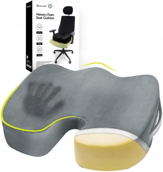 RESTEQ Orthopedic U-Shaped Seat Cushion for Tailbone & Pressure Relief, Portable Memory Foam