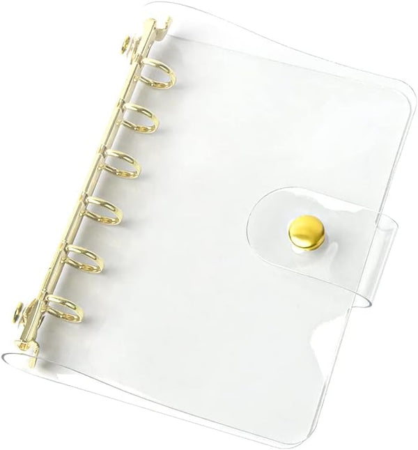 NatSumeBasics A7 Binder Wallet, Clear Mini A7 Budget Binder with Gold Ring, Cash Envelopes, Loose Leaf Folders