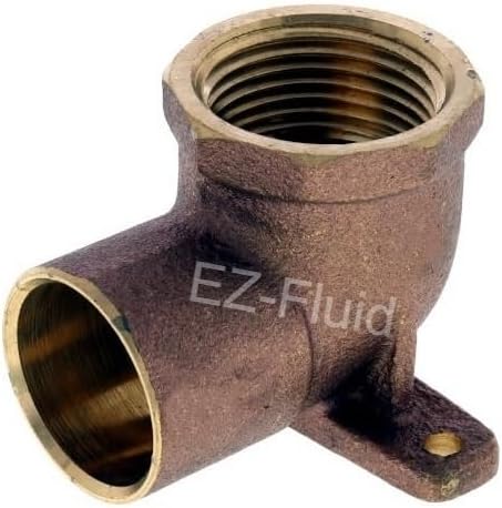 EZ-FLUID 1/2" Nom. Copper Sweat X 1/2" Fip Threaded Drop Ear Elbow Fitting, LF Brass Shower Drop Ear