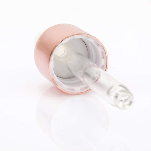 30 Pcs Clear Glass Dropper Bottles - Essential Oil Sample Bottles with Rose Gold Lids (1ml)