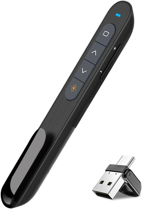 USB/Type-C 2 in 1 Presentation Clicker for Powerpoint, Wireless Presenter Remote Pointer, Hyperlink Volume Control for