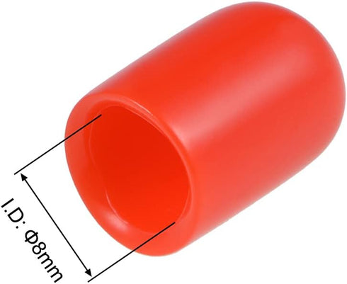 uxcell 50pcs Red Rubber End Caps, 8mm ID Vinyl Round Tube Bolt Cap Cover Screw Thread Protectors
