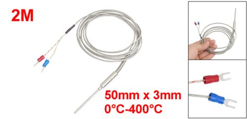 uxcell a12100600ux0328 K Type Earth Thermocouple Probe 50 mm x 3 mm, 2M