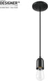 60614 1-Light GLOBE Electric x Novogratz Pendant Light Fixture, Glossy Black, Faux Ceramic Socket, Braided Fabric Cord