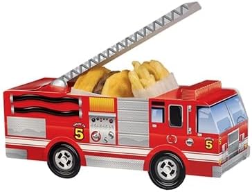 12 Pack Fire Engine Party Food Boxes with Wax Paper