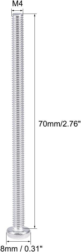 uxcell M4x70mm Machine Screws Pan Phillips Cross Head Screw 304 Stainless Steel Fasteners, 30Pcs