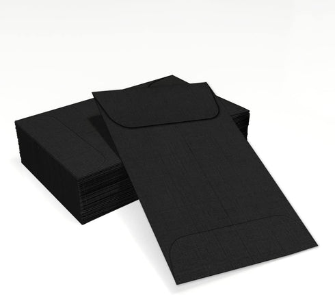 LUXPaper #1 Coin Envelopes, 2 1/4" x 3 1/2", Black Linen, 80lb. Text, 50 Qty