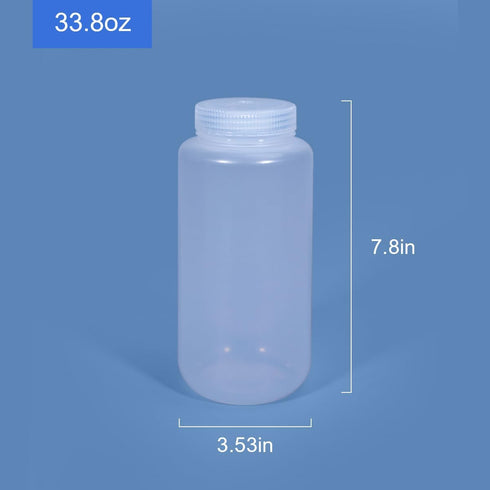 33.8 oz Wide Mouth Lab Reagent Bottle, Laboratory Grade Chemical Container, Sealed Leak-proof Clear PP Bottle, Pill Bottle, Water Sample Bottle(2 Pcs) by UMETASS