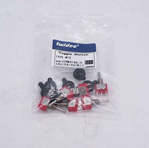 Twidec 6Pcs Mini Momentary Toggle Switch SPDT 3 Position 3 Pins, Waterproof Cap for Car Boat Switches