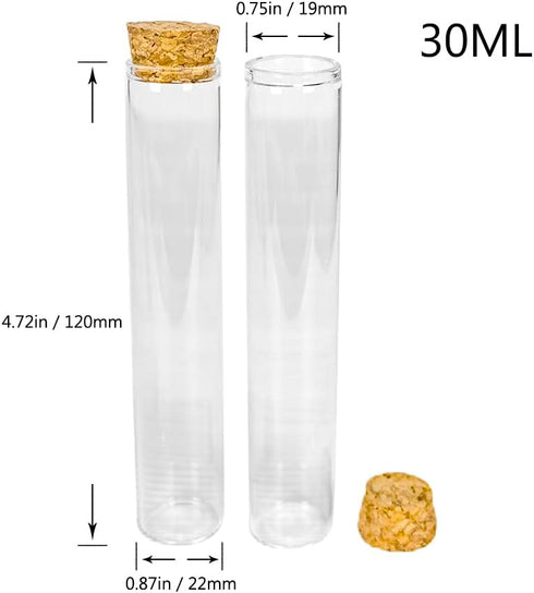 6 (22x120x17mm 1 OZ) Pcs Empty Transparent Test Tube Glass Bottle Vials With Cork Stopper, Clear Glass Bottles Jars