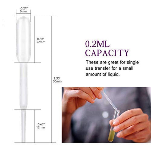 moveland 0.2ml Plastic Mini Transfer Pipettes, 350PCS Disposable Dropper for Liquid Mixture