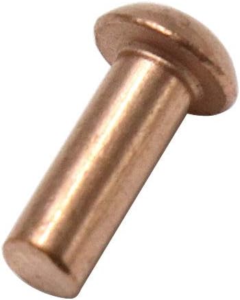 Biaungdo 1/8" Diameter Copper Round Head Solid Rivets Fasteners, 100 pcs, 5/16" L Shank