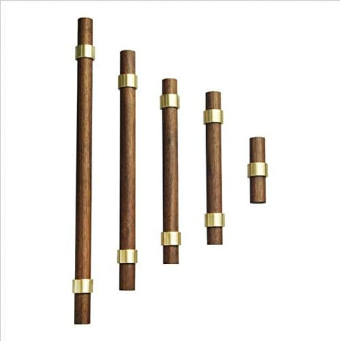 8.66"/220mm 4Pcs Drawer Pulls Brass Walnut Kitchen Wardrobe Cabinet Hardware Pull Handle Adjustable Hole Distance