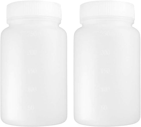 Othmro 2pcs 250ml/8.45oz Plastic Wide Mouth Laboratory Reagent Bottles, Chemical Sealing Liquid Storage Containers,