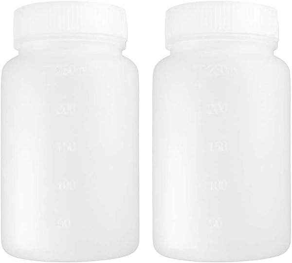 Othmro 2pcs 250ml/8.45oz Plastic Wide Mouth Laboratory Reagent Bottles, Chemical Sealing Liquid Storage Containers,