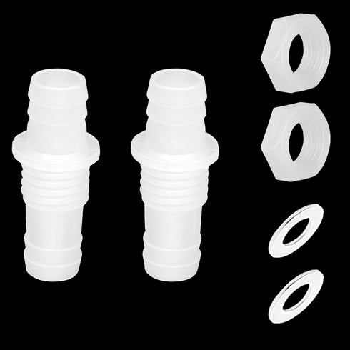 Feelers 3/8" Hose Barb Thru-Bulk Bulkhead Fitting, Plastic Adapter Union Mender Splicer (Pack of 2)