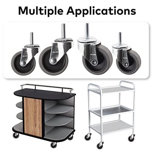 DELIVeR 2 Inch Swivel Caster Wheels, Set of 4, 80 Lbs Per Caster, Replacement Rubber Caster Wheels