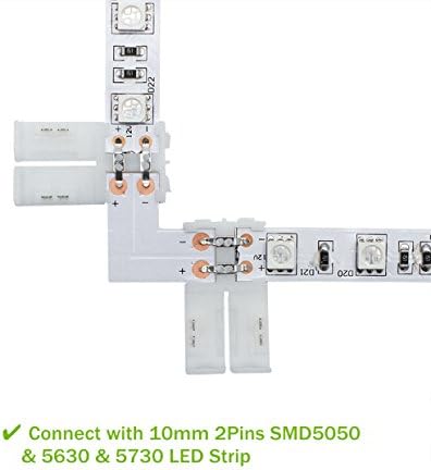 10pcs Pack 2 90 10mm 5050 5630 LightingWill L Shape Solderless Snap Down Pin LED Strip Connector for Right Angle Corner