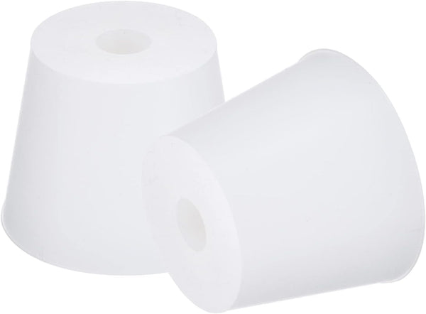 MECCANIXITY Silicone Rubber Tapered Plug, 28mm to 37mm with Hole, White for Laboratory Use, 2 Pieces