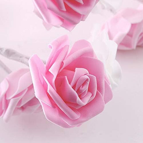 LenoRis 24 Table Lamp Rose Flower Desk Tree Lamp with Warm White LED Lights USB/Battery Operated Gift for Women Teens