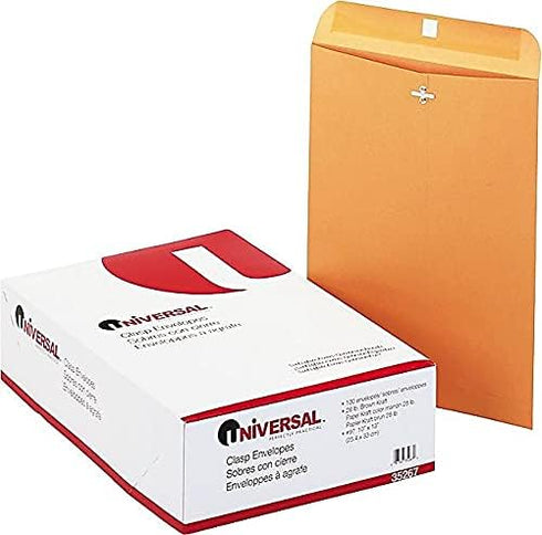 Universal UNV35267 #97 Square Flap Gummed/Clasp Envelope - Brown Kraft (100/Box)