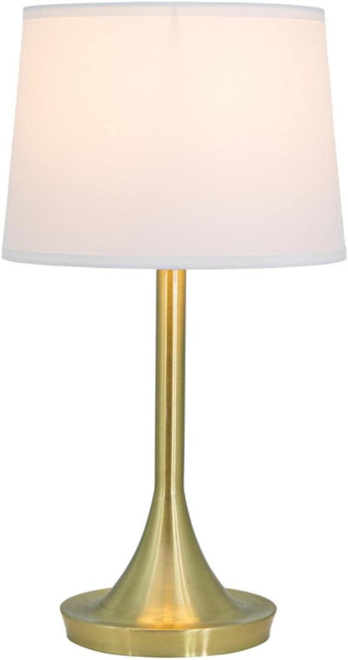 Yosemite Home Decor Bryce 1-Light Table Lamp in Brushed Gold with White Fabric Shade