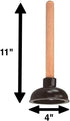 Rocky Mountain Goods Small Drain Plunger, 9 Solid Wood Handle for Unclogging Sinks and Drains