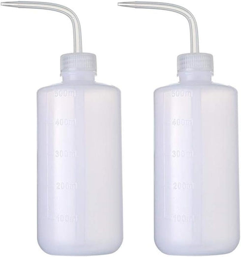 Tattoo Wash Bottle, 2Pcs 500ml Economy Plastic Squeeze Bottle for Tattoo Supplies, Watering Tools (500ml / 16oz)