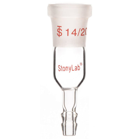 StonyLab Glass Straight Inlet Adapter with 14/20 Female Glass Joint and 8mm ID 12mm OD Hose Connection