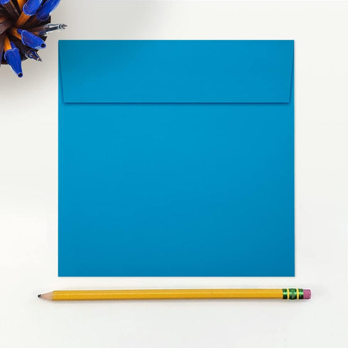 LUXPaper Square Invitation Envelopes, 6" x 6", Pool Blue, 80lb. Text, 50 Qty, Peel & Press