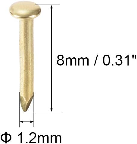 uxcell Tiny Iron Hardware Nails 1.2X8mm(DxL) for DIY Wooden Boxes, Gold Tone, 200pcs