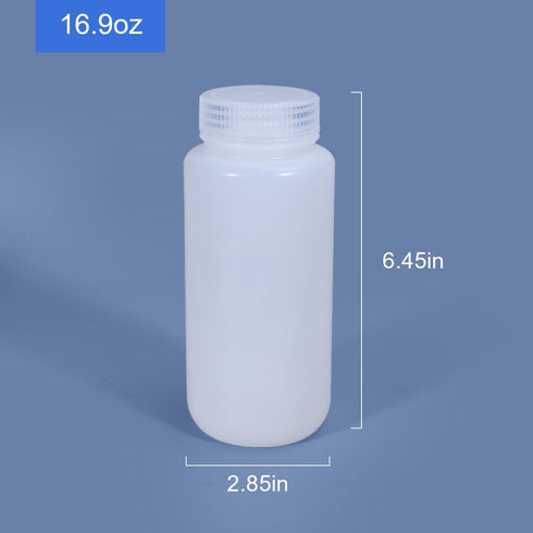 16.9 oz Wide Mouth Lab Reagent Bottle, Laboratory Grade Chemical Container, Sealed Leak-proof Translucent HDPE Bottle, Pill Bottle, Water Sample Bottle(2 Pcs) by UMETASS