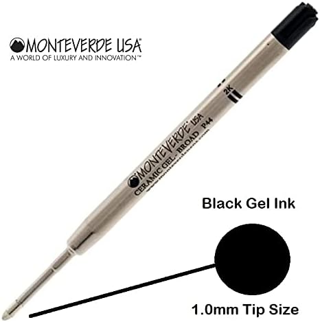 Monteverde Capless Gel Ballpoint Refill, Fits Parker Ballpoint Pens, Bold Point (Bulk Packed) (Black)