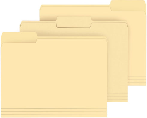 PANDRI 120 Pack File Folder, 1/3 Cut Tab, Letter Size, Filing Folder for Office, School, Manila