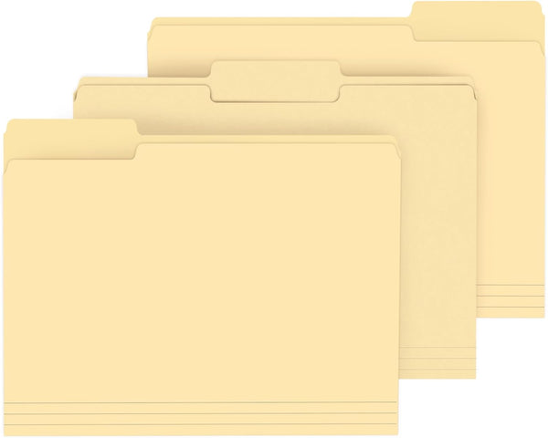 PANDRI 120 Pack File Folder, 1/3 Cut Tab, Letter Size, Filing Folder for Office, School, Manila