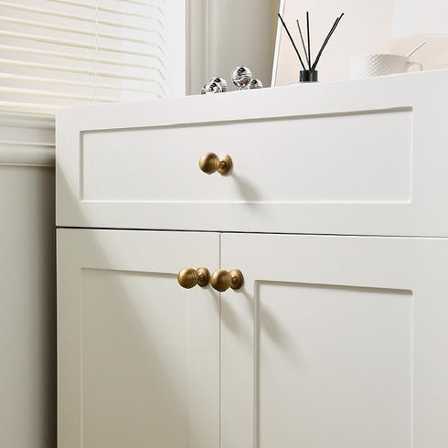 SANCHAKOU 2 Pack Gold Cabinet Knobs Bedside Table Bronze Wardrobe Round Handle Shoe Cabinet Cabinet Brass Drawer Handle
