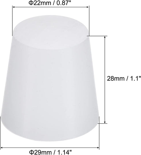 MECCANIXITY Silicone Rubber Tapered Plug 22mm to 29mm Solid White for Powder Coating, Painting, Anodizing, Plating, Sandblasting, Laboratory Use 2 Pieces