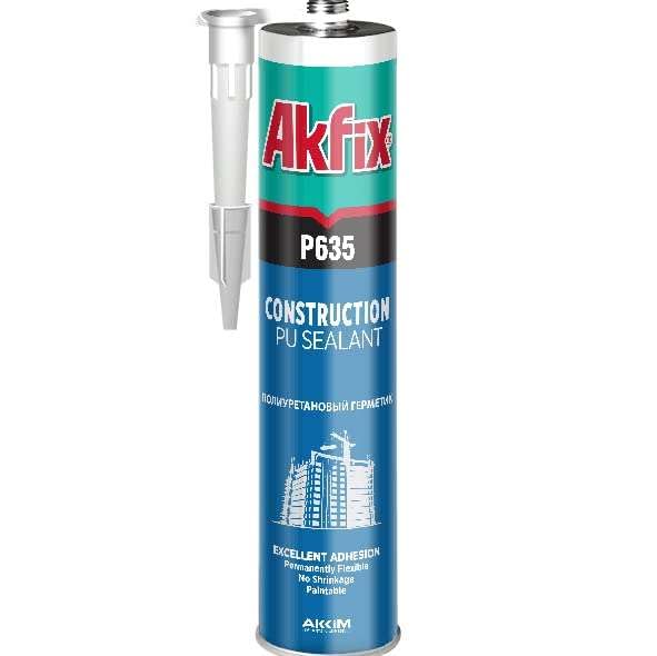 Akfix P635 Construction Sealant, 10.4 oz, Gray, Waterproof and Fast Curing for Concrete and Wood