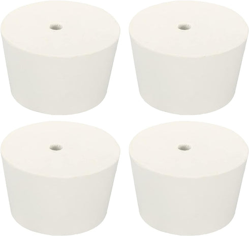 MECCANIXITY Rubber Tapered Plug 51mm to 62mm with 8mm Hole, White Test Tubes Bungs Stopper, 4 Pieces for Lab Home