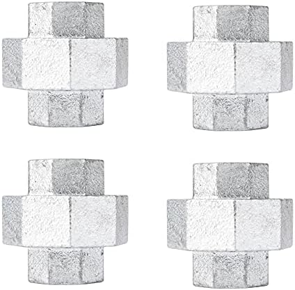 PIPE DÉCOR 3/4 in. Authentic Galvanized Malleable Iron Union 4 Pack for DIY Pipe Furniture
