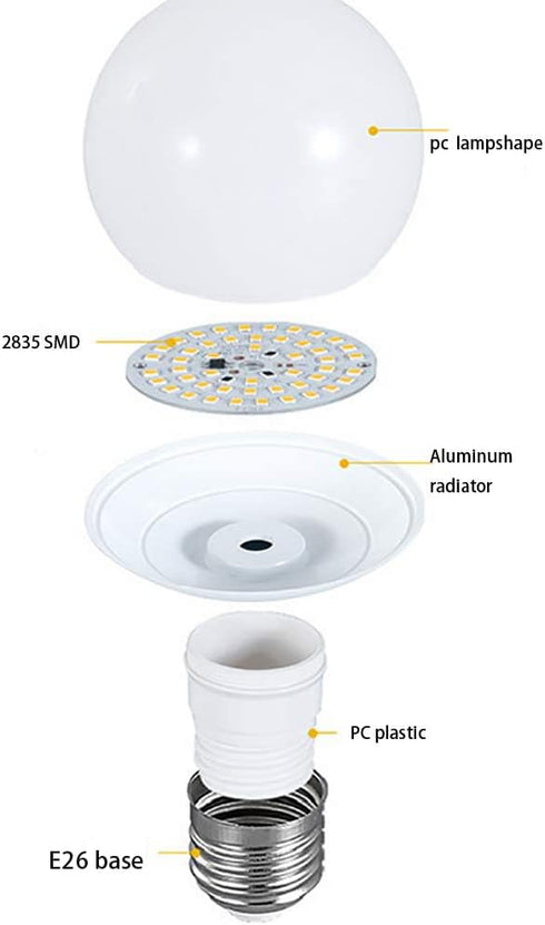 E26 Bulb G19/G60 6W Bulb(50W Bulb E26 3000K AC85-265V 4 Pack Globe LED Light Vanity Light Equivalent) Round Makeup