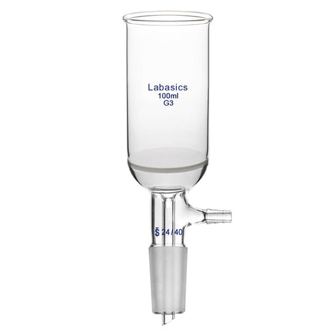 Borosilicate Glass Buchner Filtering Funnel with Fine Frit (G3), 46mm Inner Diameter, 80mm Depth, 24/40 Joint