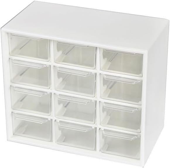 Mini Desktop Drawer Box, 12 Compartments Plastic Desk Organizer for Office, School, Jewelry Storage